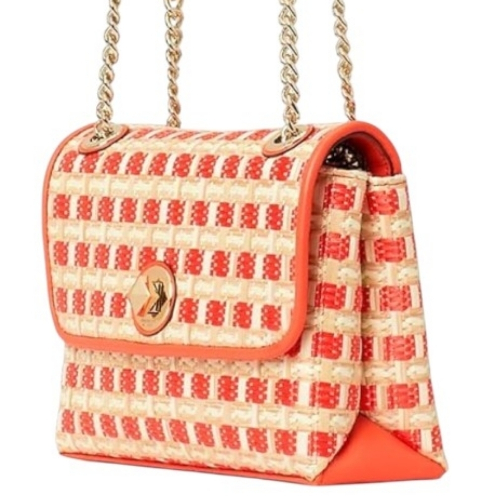 NEW Kate Spade ♠️ New York Orange natalia straw small flap crossbody bag multi - Picture 4 of 7